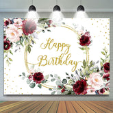 Toile de fond de fête d'anniversaire de paillettes florales roses rouges